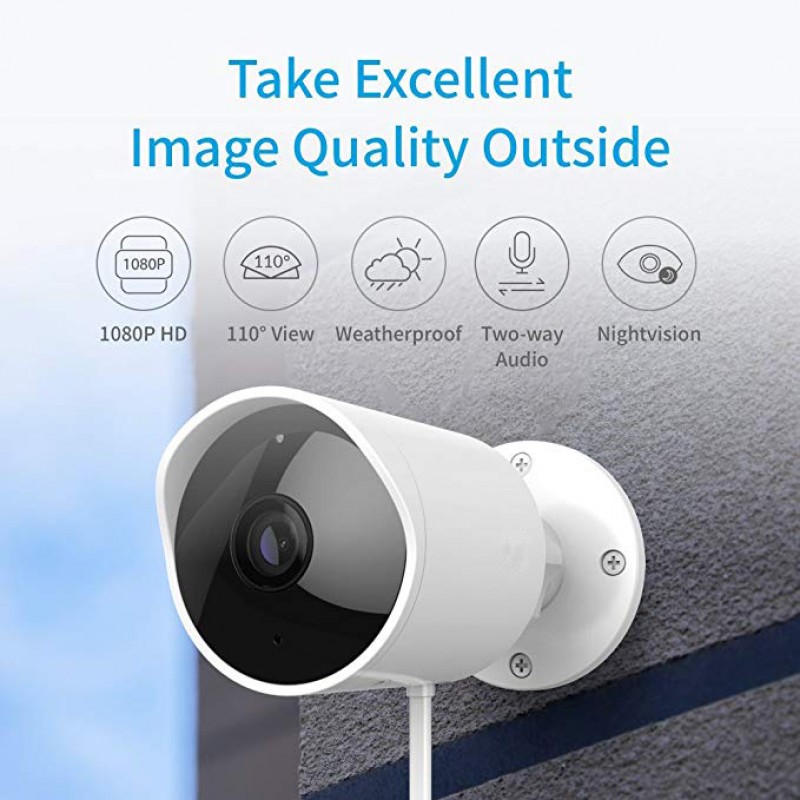 Outdoor Security Camera, 1080p Cloud Cam 2.4G Wireless IP Waterproof Night Vision Surveillance System with Two-Way Audio, Motion Detection, Activity Alert, Deterrent Alarm - iOS, Android App